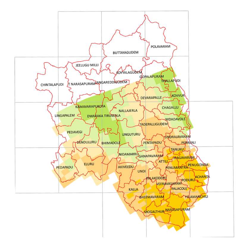 Storm surge inundation map for cyclone with wind speed